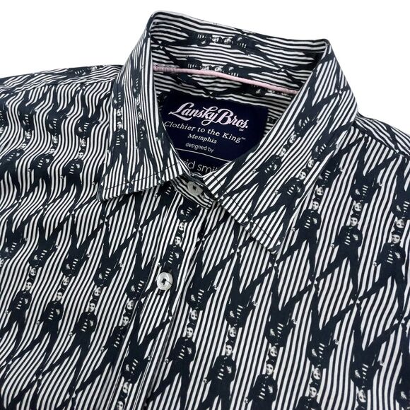 Lansky Bros Womens Size 10 Shirt Elvis Presley All Over Print Long Sleeve Button - Picture 1 of 12